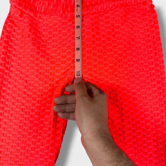 Coral Pink Anti-Cellulite Textured Leggings L High Waist Butt Lift Yoga TikTok - Picture 5 of 8